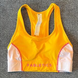 Fabletics Vibrant Yellow and White Sports Bra